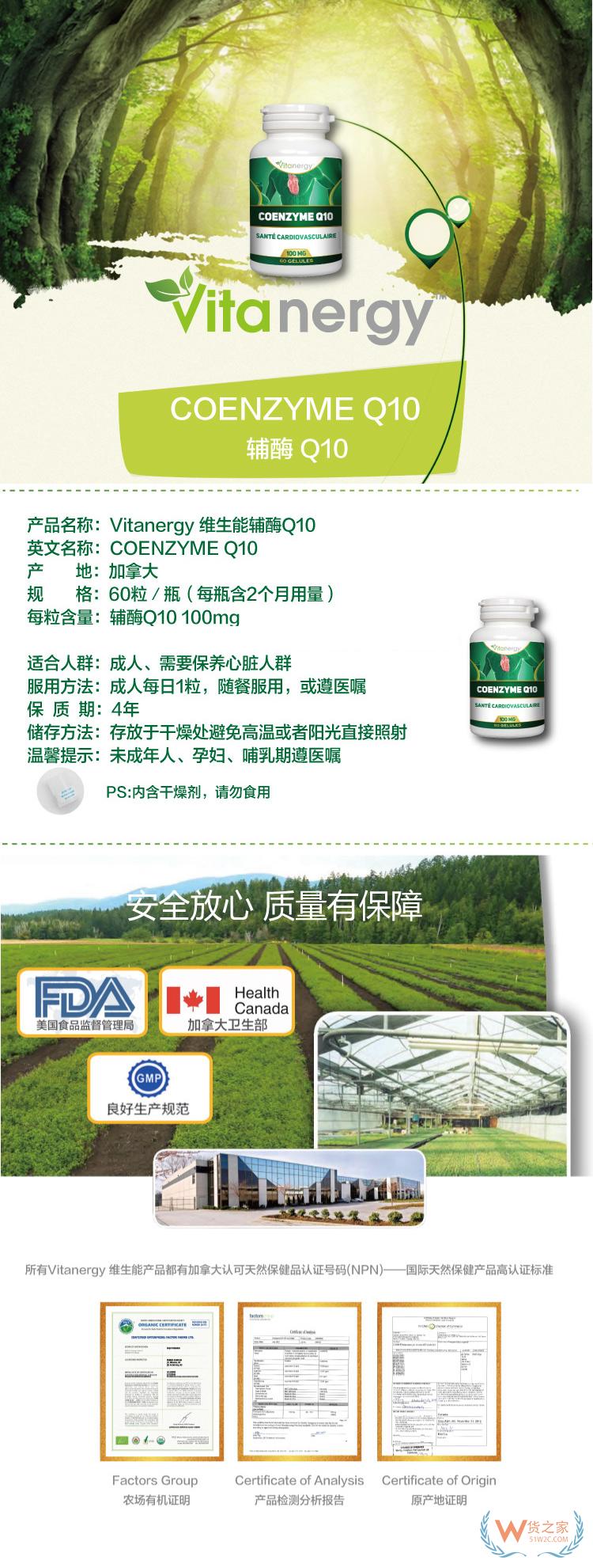 加拿大Vitanergy輔酶Q10 60粒/瓶—貨之家